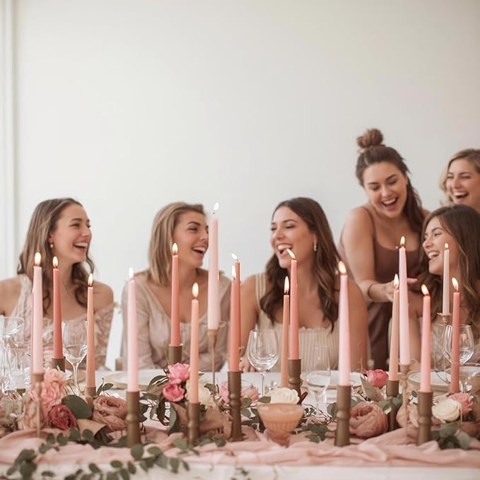 Tapered Dinner Candles - Soy & Paraffin Blend, Dinner Candles with Long-Lasting 7-Hour Burn for Stylish Homes - Candle in Curated Colors Ideal Gift for Hosts, Brides & Event Planners-Coral