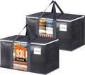 HomeHacks 2 Pack Extra Large Moving Bags with Visual PVC Window & Zippers, Storage Totes with Reinforced Handles, Heavy Duty Storage Bags for Packing, Moving, Storage (93L,Grey)