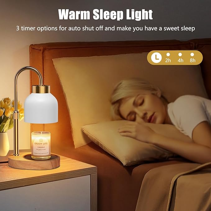 seenlast Candle Warmer Lamp with Dimmer Adjustable Height,Mothers Day Gifts,2/4/8H Timer,Vintage Home Decor for Scented Jar