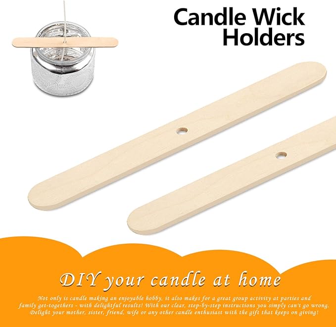 DINGPAI 100pcs Wooden Candle Wick Holders, Candle Wick Centering Devices for Candle Making, Candle Wick Bars, Wick Clips for Canld Centering Tool
