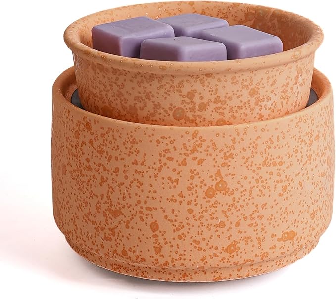 Ceramic Electric Wax Melt Warmer & Cube Oil Melter Cute Small Warmers Aromatherapy for Home Decorative Burner Melts Scented Candle Tart Scent Warm Fragrance (Orange)