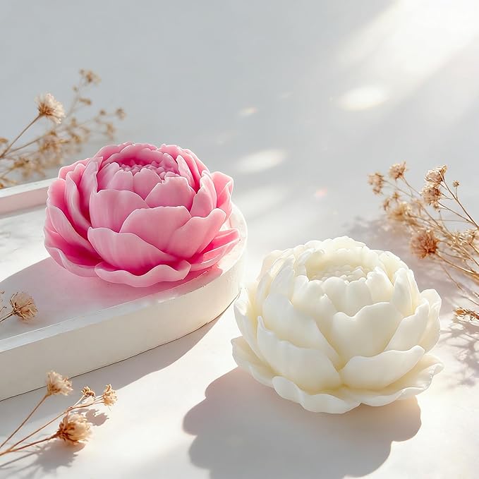 Petal Flower Rose Peony Tulip Cylinder Candle & Resin Mold - Resin Casting Silicone Molds for Home Decor & Candle Making Wave Spiral Mold