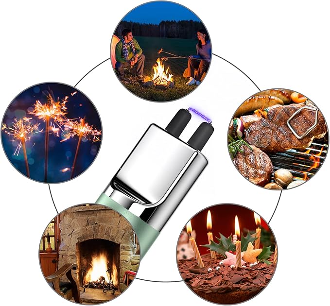 REIDEA Lighter S4 Electronic Candle Lighter USB Rechargeable with Security Lock, Windproof Fast Heat Sinking, Non-Slip Switch for Candle, Grill, Camping (Mint Green)