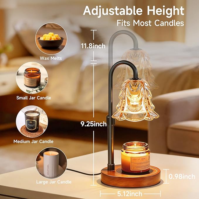 Candle Warmer Lamp with Timer & Dimmer, Electric Wax Melter for Jar Candles, Safe Flameless Candle Warmer Light for Bedroom, Home Decor & Gift
