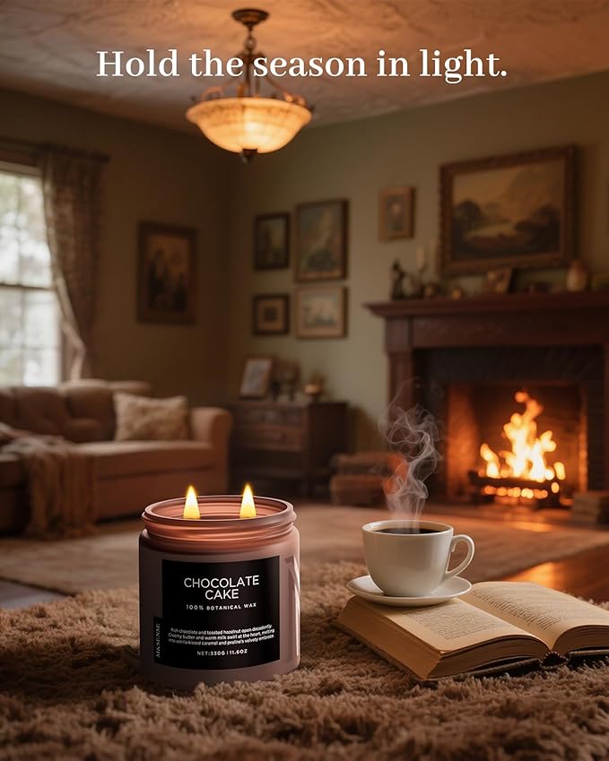 M&SENSE Chocolate Layer Cake Scent Candles, Large 11.6oz Natural Soy Wax 70 Hours Burn Time Clean Non Toxic Scented Classic 2 Wicks Candle for Easter Holiday Birthday Gifts