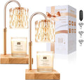 TOACSUCP Candle Warmer Lamp with 3 Bulbs, Adjustable Height Dimmable Candle Warmer with Timer, Compatible with Large Jar Candles, Candle Lamp with Charming Gift Box Ribbon for Her/Him(2 Pack)