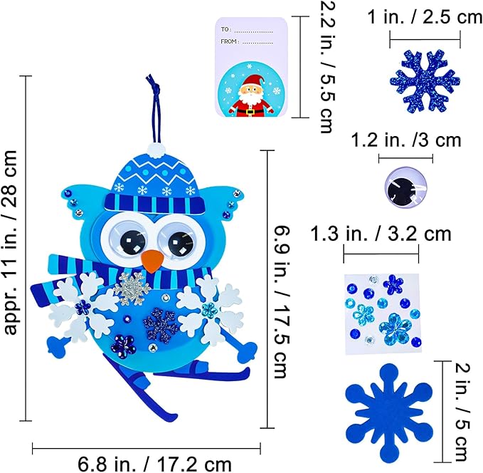 Winlyn 24 Sets Winter Craft Kits Christmas Crafts DIY Snowflake Owl Ornaments Decorations Craft Kit Festive Foam Stickers Winter Arts and Crafts for Kids Holiday Home Classroom Activities Party Favors
