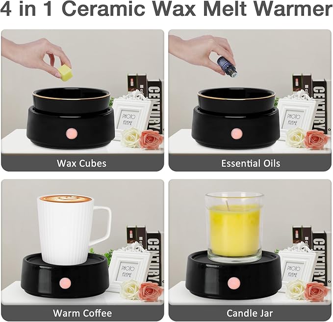 Electric Candle Warmer Ceramic Wax Melt Warmer Burner 3-in-1 Candle Warmer Plate for Scented Wax Jars Home Decor Fragrance Melter Birthday Gifts for Women Mom