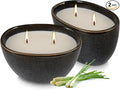 2 Pack of 2-Wick citronella Candles in Black Ceramic Jars, Long Burning, Summer Companion Ideal for Indoor Outdoor,Camping, Backyard, Home Decoration,Party.