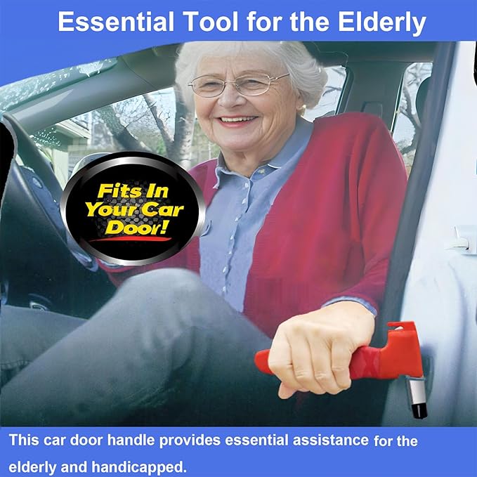 2 Pack Car Door Handle for Elderly, 3-in-1 Multifunctional Handle Assist, Ultra Grip Mobility Handle for Car, Portable Vehicle Support Door Assist Bar, Max Load 500 Lbs, Anti-Slip Design, Orange