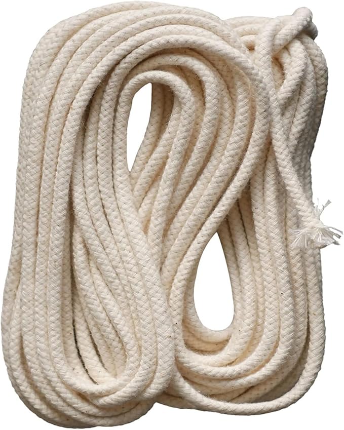 Candle Wick 10 ft Cotton Oil Lamp Wicks 1/4 inch Round 6mm 250 Ply Solid Braided Wicks for Kerosene Lamps, Self-Watering Planters, and Oil Candle Lantern