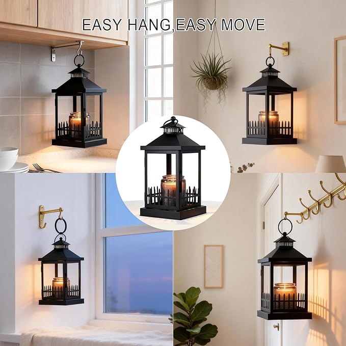 Candle Warmer Lamp with Timer,Compatible with 3 Wick Candles Jars,Dimmable Farmhouse Candle Lamp Warmer,Lantern Candle Warmer Lamps Fully Enclosed and Hanging Up Designed