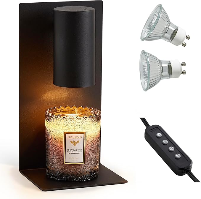 Black L-Shape Candle Warmer Lamp with Timer Dimmable, New Home Decor for Bedroom, Office, Modern Living Room, Christmas Birthday New Year Gift for Women Man