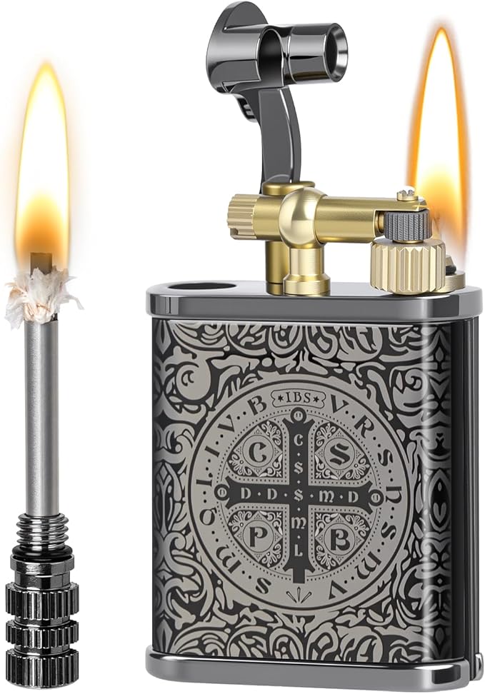 CHOICEDC Vintage Trench Lighter, Cool Pipe Lighter, Reusable Permanent Match, Antique Style Lift Arm Kerosene Lighters Fluid Refillable, Forever Match Lighters, Unique Gifts for Men Women, Constantine