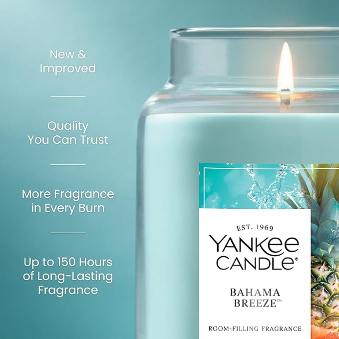 Yankee Candle Bahama Breeze Scented Candle, 22oz Large Jar with up to 150 Hour Burn Time, Giftable, Birthdays