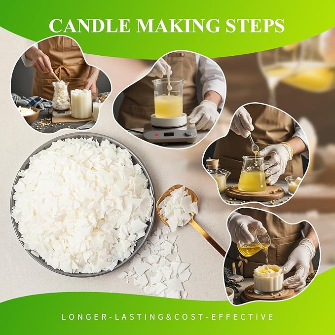 0.5LB 1LB Soy Wax Flakes for Candle Making – Natural Candle Wax Supplies for DIY Candles, Container & Tealight Craft Use, Easy Melt & Clean Burn Wax Perfect for Beginners (220g / 8oz)