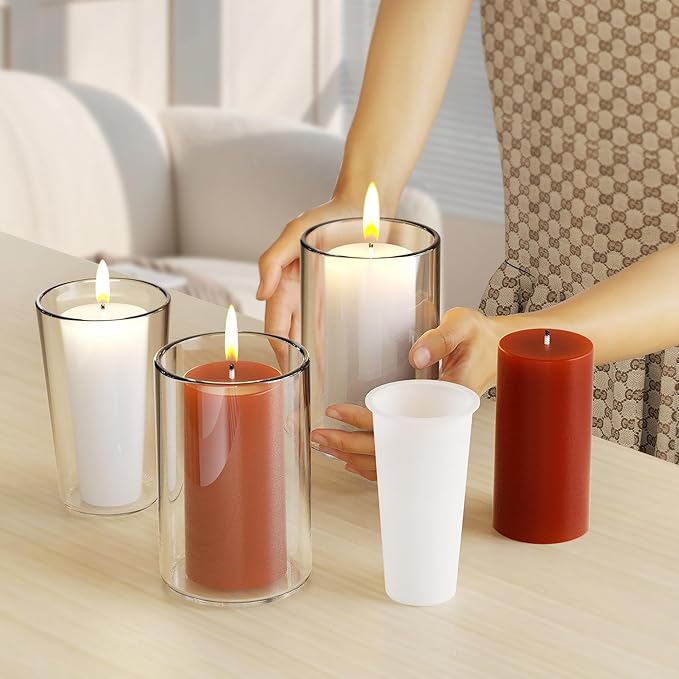 2 Pack 3 * 6 Inch Votive Candle Mold - Cylinder Candle Silicone 3D Molds for Pray, Peony & Home Decor - Resin Casting & Soap Making Molds
