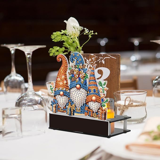 TDFERAN Diamond Painting Taper Candle Holders Christmas 12x11cm Candlestick Holders Centerpieces Candlestick Holders Candle Stick Holders for Home Decoration Party Housewarming Gifts Christmas Gnome