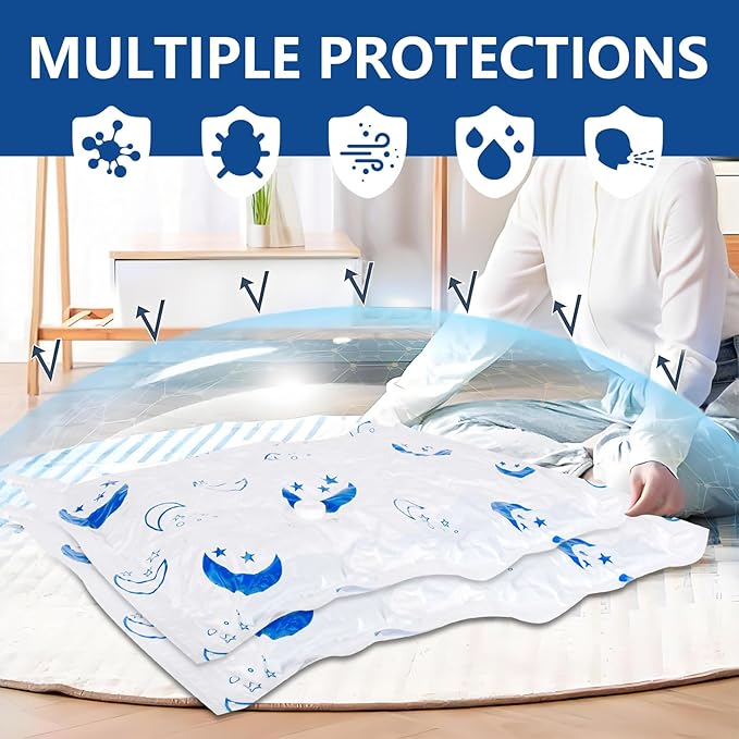 Vacuum Seal Bags for Clothing with Electric Pump,16 Pack Space Saver Bags (4 Jumbo, 4 Large, 4 Medium, 4 Small) Vacuum Storage Bags for Travel,Bedding,Blankets
