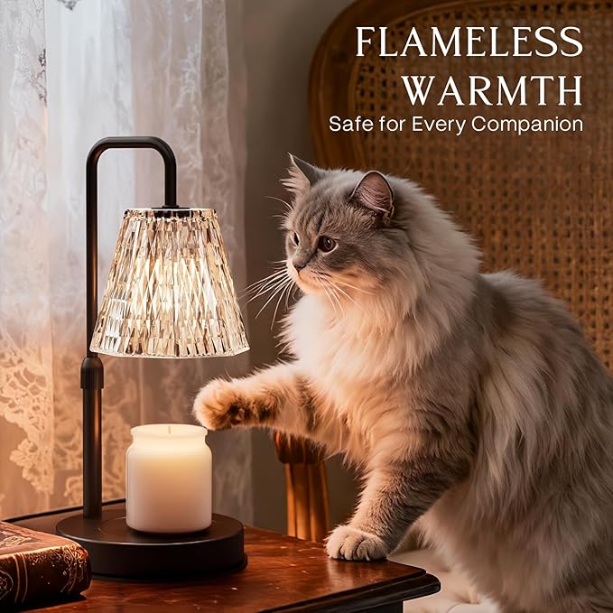 GVY Candle Warmer Lamp with Timer – Dimmable Wax Warmer for Vintage Room Decor, Height Adjustable Candle Lamp for Mom, Birthday Gifts for Women,House Warming Gifts for New Home Decor with 2 Bulbs