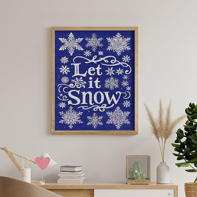 AIVKIEJK Diamond Painting Kits for Adults - Festive Snowflake Christmas Let It Snow Painting DIY 5D Full Drill Diamond Dots Paintings with Diamonds Gem Art and Crafts Home Decor 16"x20"