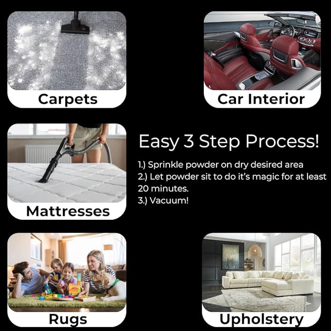 16 oz. Powerful Fresh Linen Fabric & Upholstery Deodorizer & Freshener. Home Odor Eliminator For Strong Odor. Pet Safe. Vacuuming Powder Use for Furniture,Carpet,Rug,Mattresses,Cat Litter