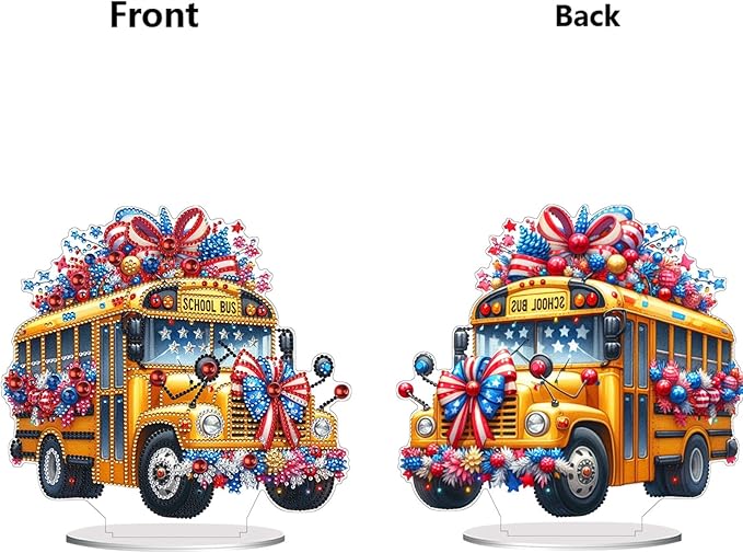 ARTopet DIY Diamond Desktop Ornament US Independence Day Special Shaped Crystal Double Sided Pattern Single Sided Diamond Art Painting Tabletop Home Ornaments Decor-Bus02