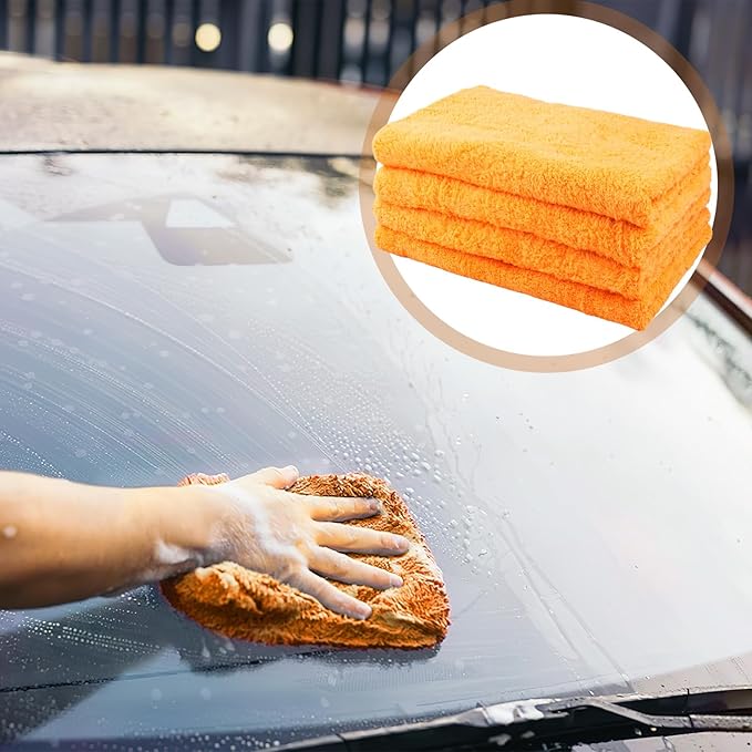 4 Pcs Extra Large Microfiber Cleaning Cloth, 30"x20" Washable Reusable Floor Cloth for Squeegee Mop House Floor Kitchen Car Window Highly Absorbent, Lint and Streak Free (Orange)