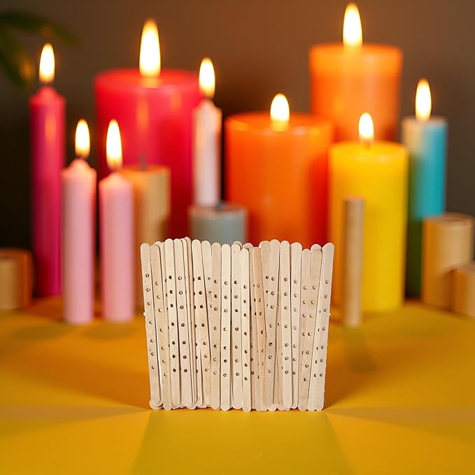 50Pcs Wooden Candle Wick Holders Candle Wick Bars Wicks Centering Device Wick Holders for Candle Making, Large, Multiwick Candles Arts Crafts Candle Making Wicks Candle Making