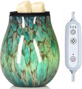Leyoue Glass Electric Wax Melt Warmer Wax Warmer with Timer PTC Heating Plate 7 Colors LED Changing Light Wax Burner Melter Fragrance Warmer for Home (Stone Pattern)
