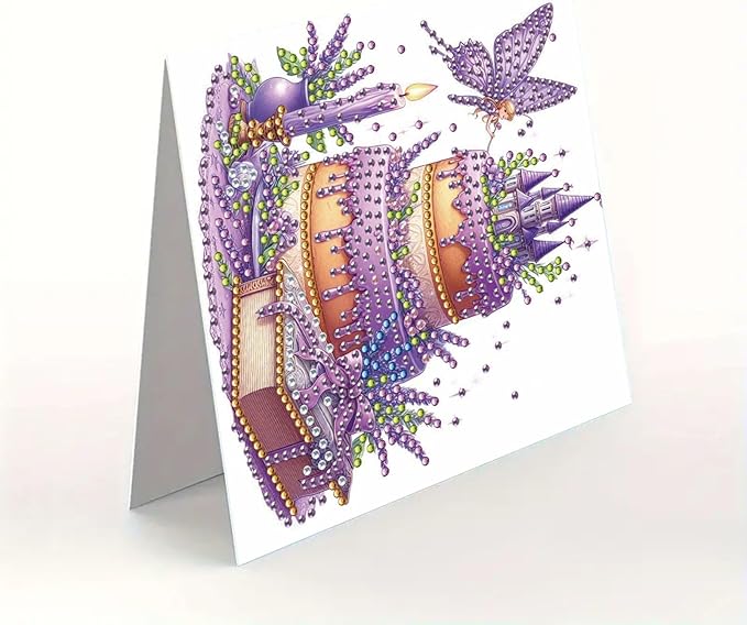 DoxQcs 5D Diamond Art Painting Greeting Cards Kit, DIY Cards for Blessings Congratulations Gifts, Greeting Card Set for Birthday Thanksgiving Day Christmas Halloween-Birthday Cake-2