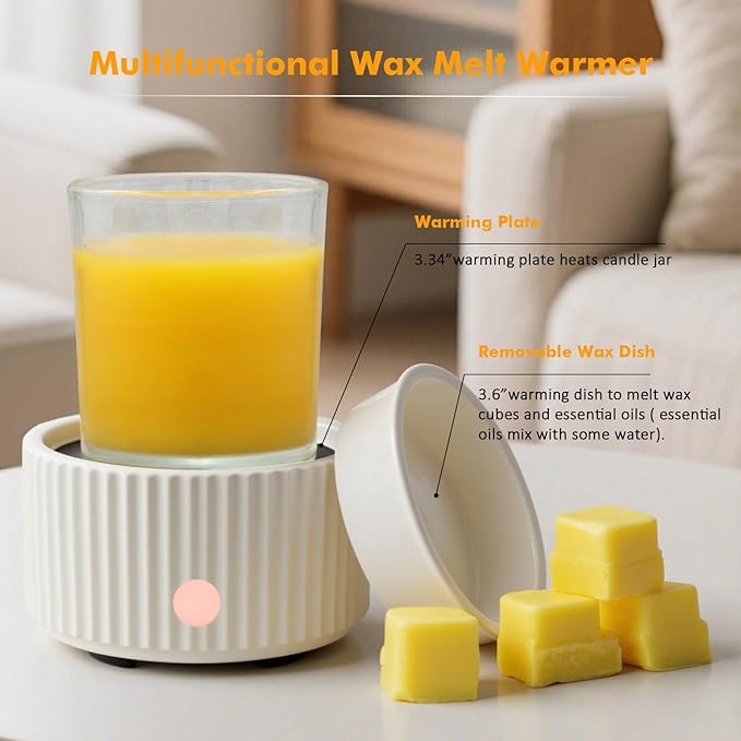 EQUSUPRO Wax Melt Warmer for Scented Wax -4-in-1 Electric Ceramic Candle Wax Warmer Fragrance Wax Burner Melter for Home Office Bedroom Gift & Decor (Elegant Vertical Stripes)