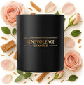 Benevolence LA Rose & Sandalwood Scented Candle | Soy Christmas Candles, Black Candle for Home | Holiday Candles Gifts for Women and Men | Home Fragrance | Aromatherapy | 8oz, 45 Hour Burn