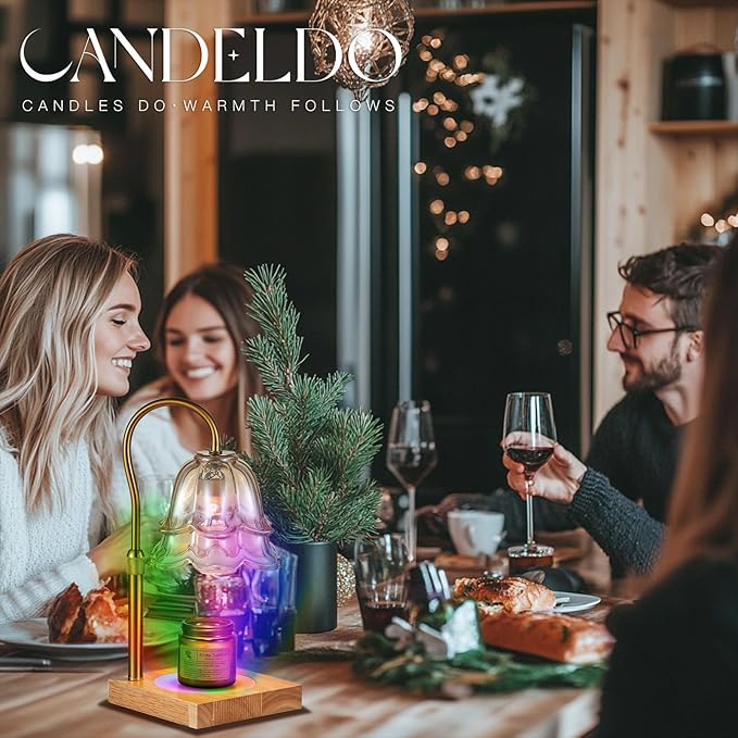 Candeldo Candle Warmer Lamp with Timer: 7 Colors LED Changing Flower Candle Warmers with 2 Blubs Dimmable Wax Melt Home Decor Birthday Mom Birthday Gift for Women