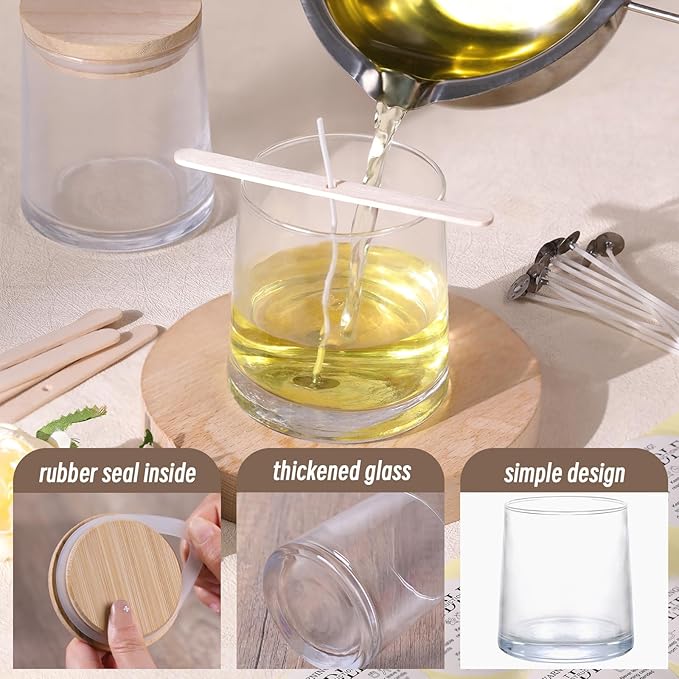 DARJEN 12 Pack Clear Candle Jars for Making Candles- 9 OZ Empty Glass Candle Making Jars with Making Kits, Candle Making Supplies Candle Containers for Home DIY & GIFS