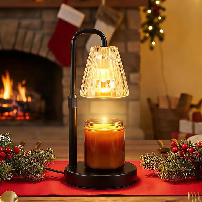 Glimra Candle Warmer Lamp with Timer,Dimmable Candle Warmwr for Jar Candles,Adjustable Cabdle Warmer Birthday Gifts,for Mom Women Friend Sister,Office Apartment Dorm Room Home Decor Black