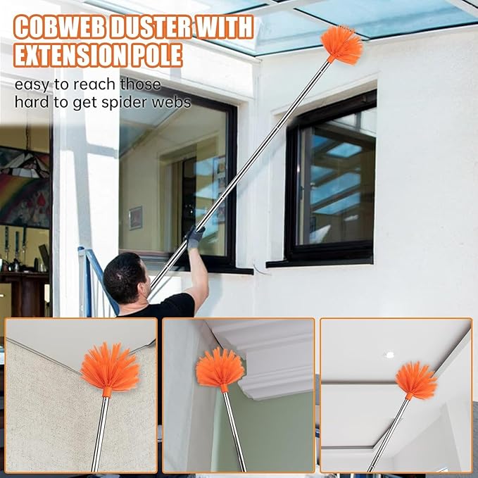 CALBEAU Ceiling Fan Cleaner Duster with 60 inch Extension Pole, Dusters for Cleaning High Ceiling Fan Blades, Dusters Kit with Storage Bag, Cleaning Tools for Families (14pcs)