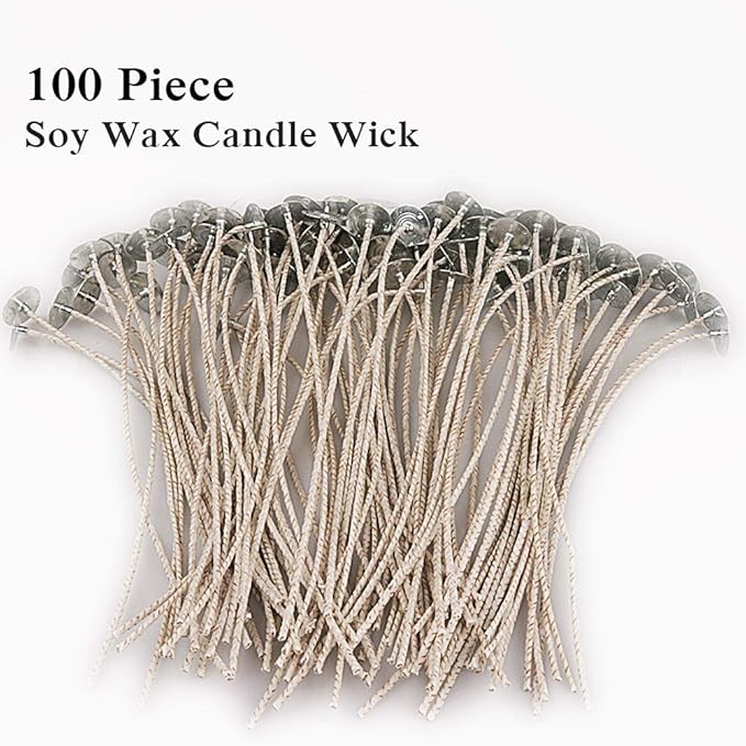 EricX Light 100 Piece 8 inch Soy Wax Candle Wick, Cotton and Paper Interwoven core, Large, for Candle Making, Candle DIY