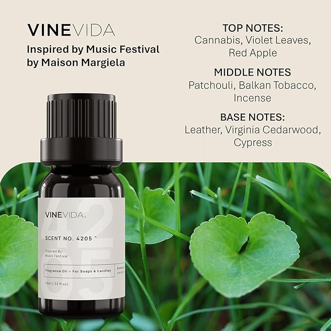VINEVIDA [10 Ml] Scent NO. 4205 Inspired by Music Festival | Premium Fragrance Oil for Candle Making & Soap Making | Candle Scents for Soy Wax | Scented Oils for Car Freshies & Bath Products