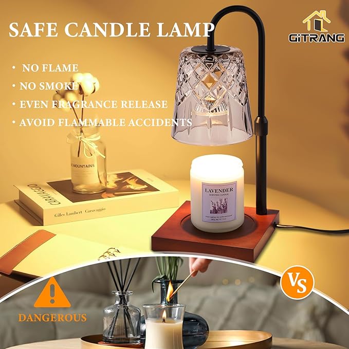 Candle Warming Lamp with Timer Dimmer,House Warming Gifts New Home Decor, Birthday Gifts for Women Mom,Height Adjustable Wax Melts Warmer for Jar Candles with 3 Bulbs，Valentine's Day Gifts Decor Lamp