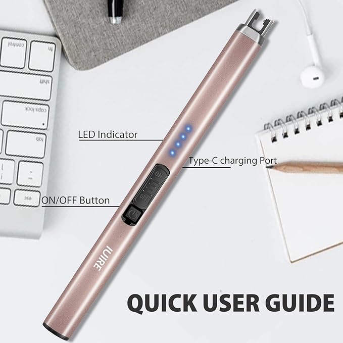 Electric Candle Lighter with Flashlight USB C Rechargeable Arc Lighters for Candles Windproof Plasma for Camping BBQ Stove Home Emergency with Safety Switch LED Battery Display
