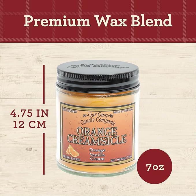 Our Own Candle Company, Orange Creamsicle, Rootbeer Float, Waffle Cone Scented Mason Jar Candles, 40 Hour Burn Time, 7 Ounces (3 Pack)