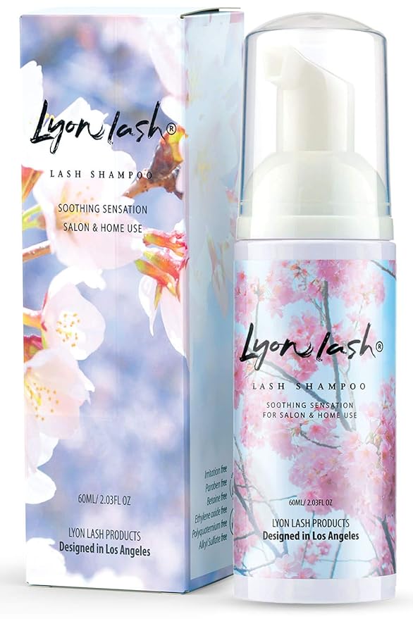 Eyelash Extension Shampoo - Lyon Lash Eyelid Foam Cleanser/Gentle Formula for Sensitive people/Paraben & Sulfate Free/Remove Eye Makeup & Oil & Dust/For Salon and Home Use (60ml without brushes)