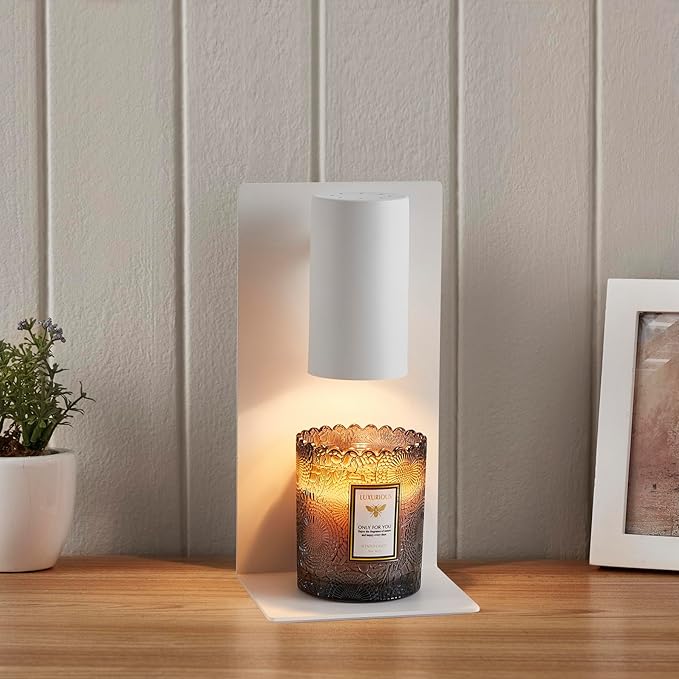 White L-Shape Candle Warmer Lamp with Timer Dimmable, New Home Decor for Bedroom, Office, Modern Living Room, Christmas Birthday New Year Gift for Women Man