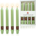 Green Taper Candle 8 Inch Long Candlesticks Unscented Dripless Tapered Candle Set for Home Decor Wedding Party Dinner Candles, 4 Pack