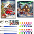 2 pack Christmas Paint by Numbers Kit for Adults Beginner With Framed,Winter Truck Easy Adult Paint by Number Kits on Canvas DIY Painting for Beginners Art by Numbers for Home Wall Decor 10x12 Inch