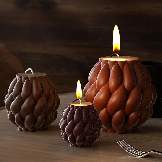 3 Pack Spiral Ball Cylinder Soap & Candle Mold - Silicone 3D Molds for Candy & Home Decor - Resin Casting & Making Molds