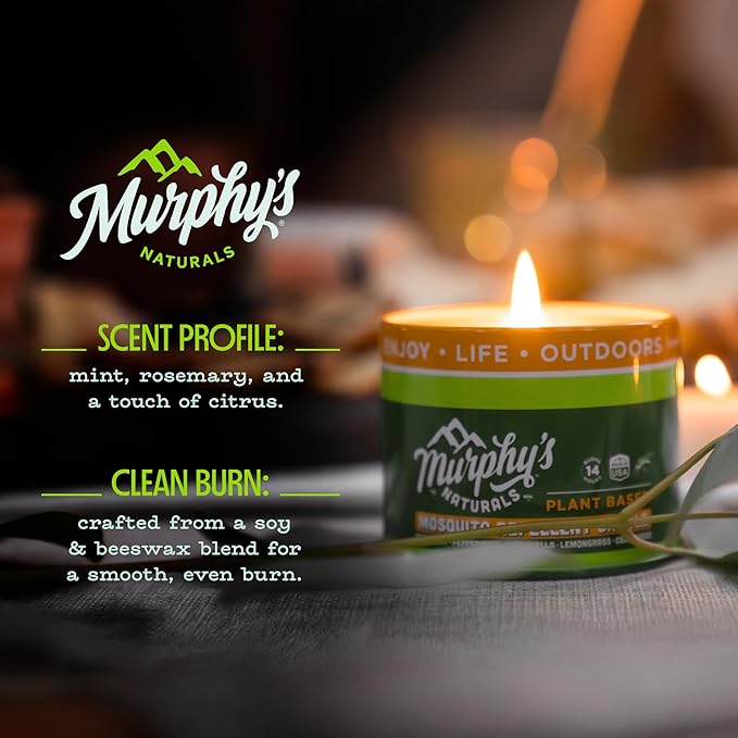 Murphy's Naturals Mini Mosquito Bug Repellent Candles for Outdoor Patio, Citronella & Essential Oils, 14-Hour Burn Time Each, 3.5 oz, 9-Pack