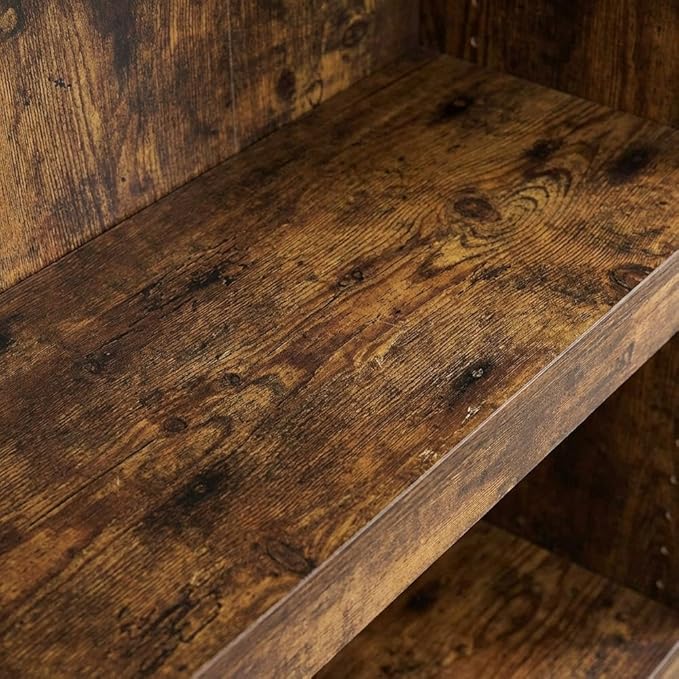 Furnifact Amber Pine 5-Tier Shelf Bookcase, Durable Wood Construction, Multi-Functional Storage, Stylish Rustic Finish, Suitable for Living Room or Office