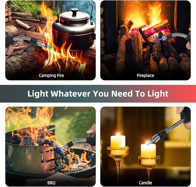 Navpeak Torch Lighter Flexible Wand Telescopic Windproof Jet Flame Lighters Butane Refillable for for Candle Kitchen Outdoor Grill Fireplace Camping(Buatne Not Included)(Camouflage)